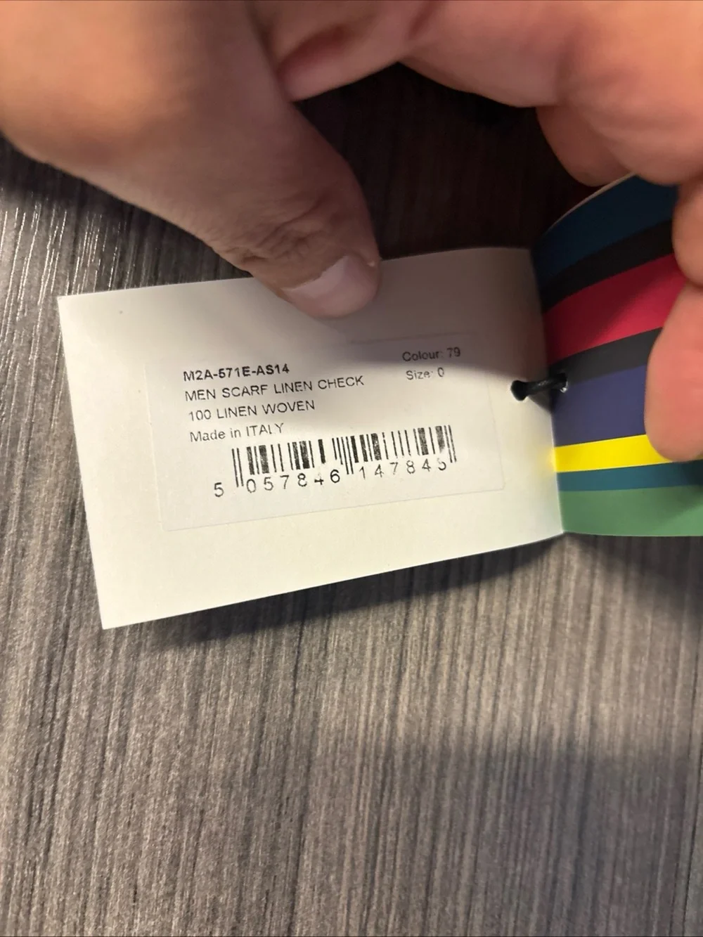Paul Smith Charcoal Scarf with Multicolor Trim